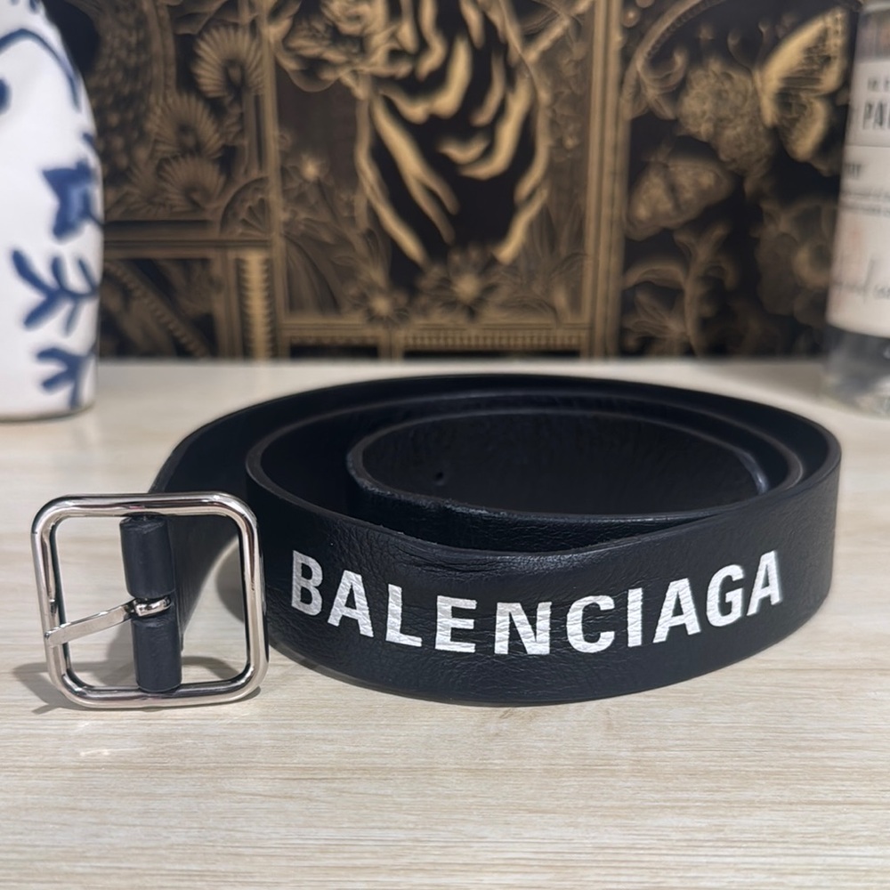 Balenciaga Black Leather Belt
